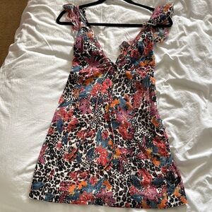 Floral and Leopard Print Women's Top
